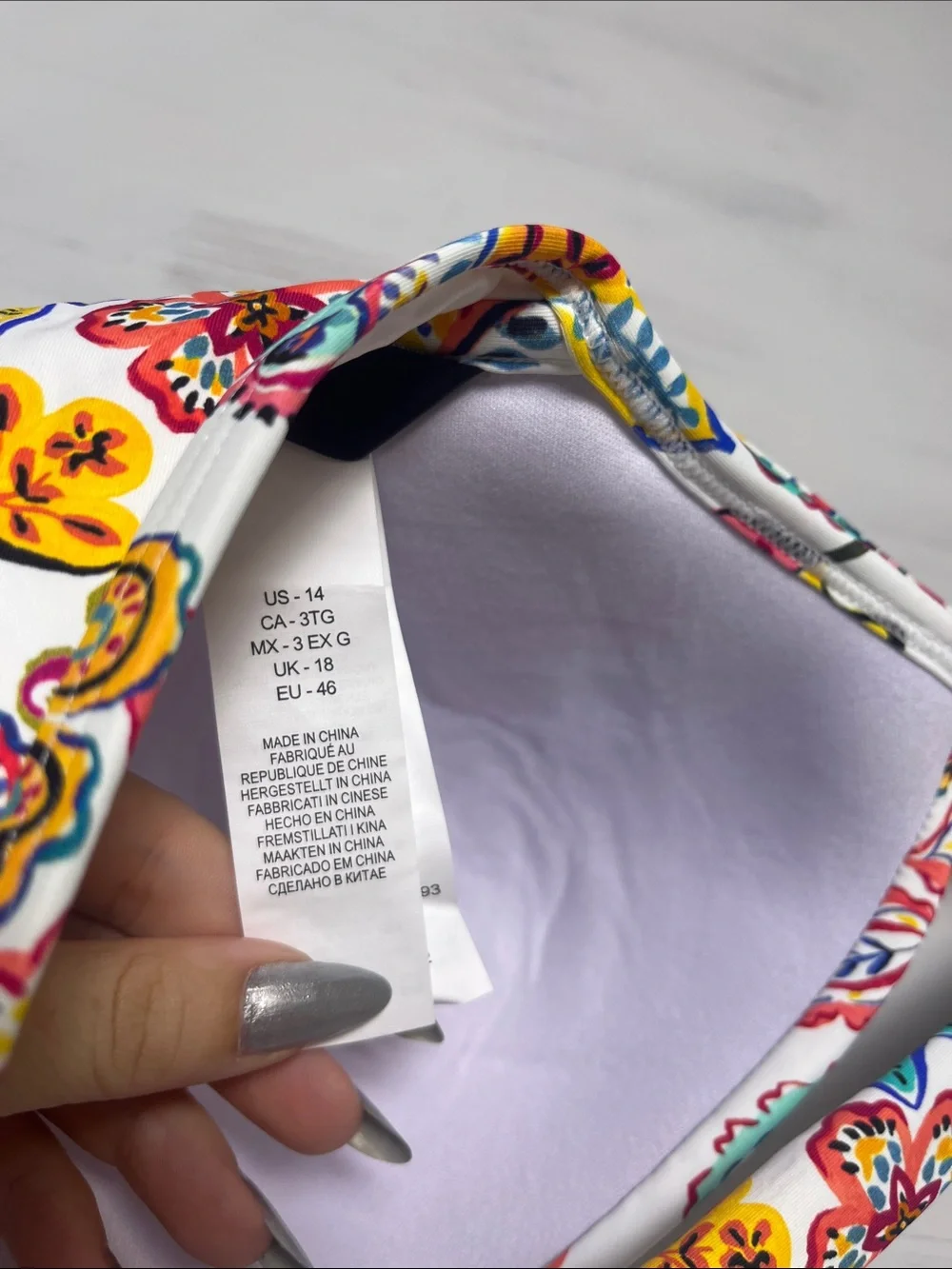 New LA BLANCA‎ Size 14 Colorful Gypsy Soul Draped Underwire Bikini Top UFP 50+
